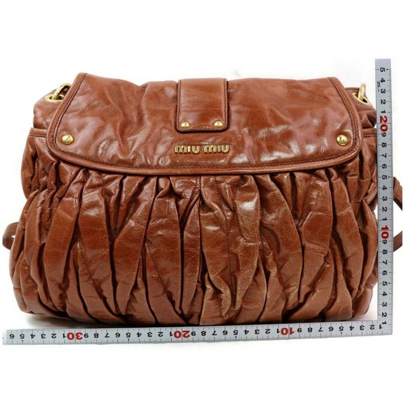MIU MIU BROWN LEATHER SHOULDER BAG - Picture 2 of 8
